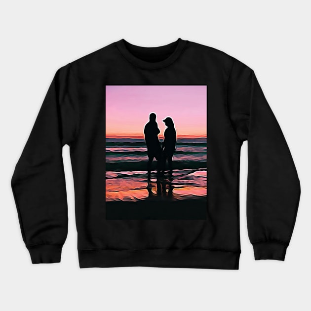 Couples wedding on beach Oil Painting Art Crewneck Sweatshirt by Aziz